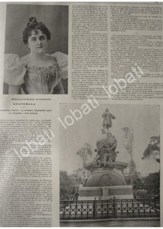 CARTEL ANTIGUO ORIGINAL DE INAUGURAN ESTATUA DE CRISTOBAL COLON EN GUATEMALA 1897 DE THOMAS MUR