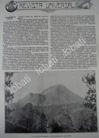 CARTEL ANTIGUO ORIGINAL DE ERUPCION DEL VOLCAN DE COLIMA 1909 Y OTRAS NOTAS