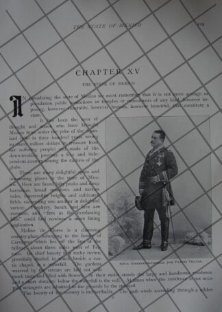 AFICHE ANTIGUO. JOSE VECENTE VILLADA Y ESTADO DE MEXICO. 1897