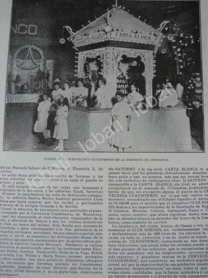 CARTEL ANTIGUO ORIGINAL DE LA CERVECERIA CUAUHTEMOC EN KERMESSE 1909 - Image 3