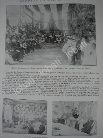 CARTEL ANTIGUO ORIGINAL DE GRANDES FIESTAS EN OAXACA 1909 - Image 2