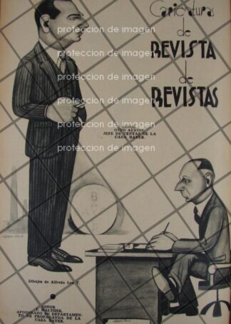 CARICATURA ANTIGUA DIRECTIVOS DE BAYER DE MEXICO, DIBUJO ALFREDO LEO 1937