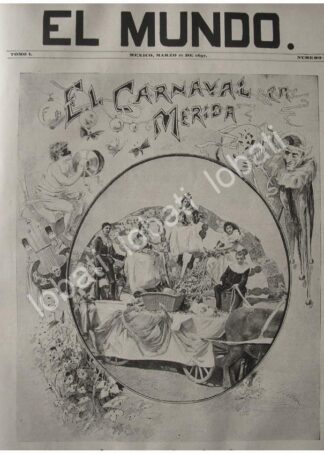 PORTADA ANTIGUA ORIGINAL  1897 CARNAVAL DE MERIDA YUC, FAMILIA NAVARRETE