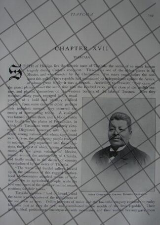 AFICHE ANTIGUO. PROSPERO CAHUANTZI FLORES Y TLAXCALA 1897