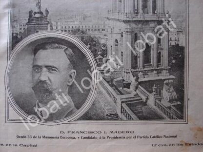 PORTADA ANTIGUA ORIGINAL  1911 FRANCISO I MADERO MASON GRADO 33 CANDIDATO /plt - Image 3