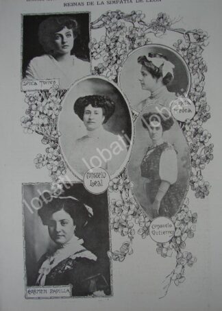 CARTEL ANTIGUO ORIGINAL DE DAMAS DE LA ALTA SOCIEDAD DE LEON, GUANAJUATO 1909 /ASM