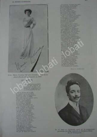 CARTEL ANTIGUO ORIGINAL DE CRISTINA OBREGON GONZALEZ & JUAN A . CORONADO 1909 /ASM