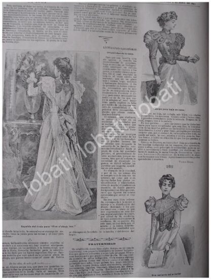 GRABADO ANTIGUO 1897 MODAS, TRAJE PARA HORA DEL TE. /97 - Image 3