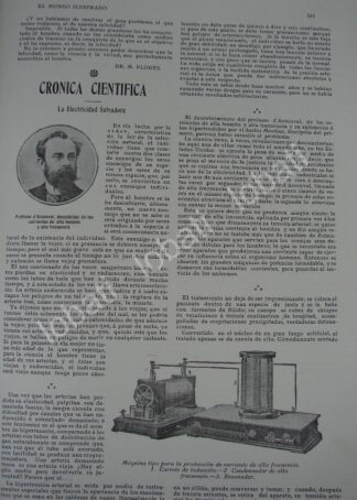 CARTEL ANTIGUO ORIGINAL DE Jacques Arsène D'Arsonval INVENTA EL DESFIBRILADOR 1909 / CIENCIA