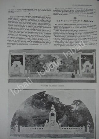 CARTEL ANTIGUO ORIGINAL DE PROYECTOS DEL MONUMENTO A JUAREZ 1909 /PLT
