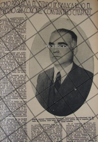 AFICHE ANTIGUO CONSTANTINO CHAPITAL Y OBRAS OAXACA 1937 - Image 2