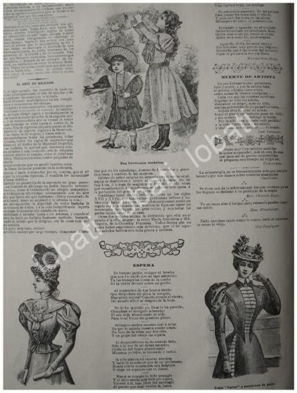 CARTEL ANTIGUO ORIGINAL DE NOTICIAS DE MODAS Y TENDENCIAS DE 1897 - Image 2