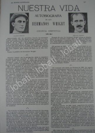 CARTEL ANTIGUO ORIGINAL DE NOTICIA DE LOS HERMANOS WRIGHT 1909 / AVIACION