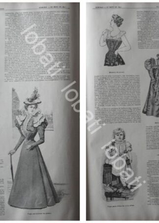 CARTEL ANTIGUO ORIGINAL DE NOTICIAS DE MODAS Y TENDENCIAS DE 1897 VESTIDOS