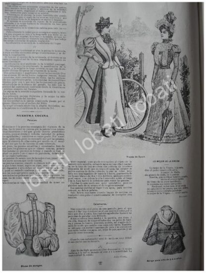 CARTEL ANTIGUO ORIGINAL DE NOTICIAS DE MODAS Y TENDENCIAS DE 1897 VESTIDOS - Image 3