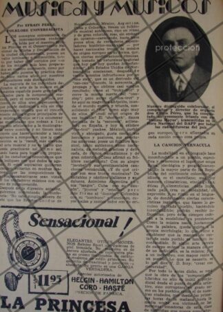 AFICHE ANTIGUO EL COMPOSITOR EFRAN PEREZ CAMARA 1937