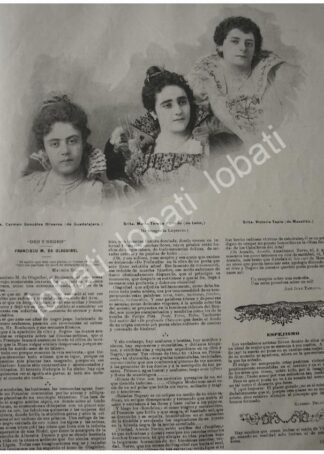 CARTEL ANTIGUO ORIGINAL DE DAMAS DE LA ALTA SOCIEDAD FOTO DE JOSE MARIA LUPERCIO 1897/ASM