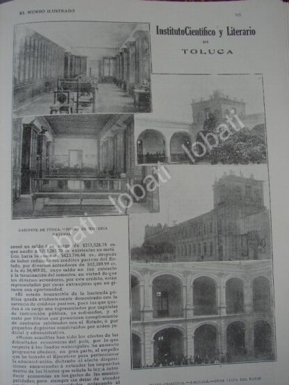 CARTEL ANTIGUO ORIGINAL DE REPORTAJE 1909 ESTADO DE MEXICO, GOBIERNO, LUGARES, ESCUELA NORMAL ETC. - Image 14