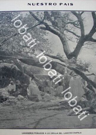GRABADO ANTIGUO 1910 LAVADEROS DEL LAGO DE CHAPALA / LDM