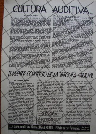 AFICHE ANTIGUO DEBUT ORQUESTA SINFONICA NAC EN BELLAS ARTES.
