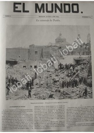PORTADA ANTIGUA ORIGINAL  EL TERREMOTO DE PUEBLA DE JUNIO DE 1897