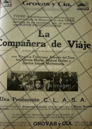 CARTEL ANTIGUO PELICULA LA COMPAÑERA DE VIAJE (EL RAPIDO DE LAS 9:15)
