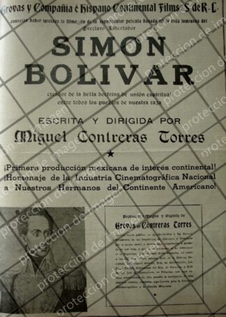 CARTEL ANTIGUO INICAN FILMACION DE PELICULA. SIMON BOLIVAR 1941