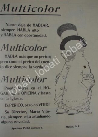 CARTEL ANTIGUO ORIGINAL DE 1911 PUBLICIDAD DE LA REVISTA MULTICOLOR CON FRANCISCO Y MADERO