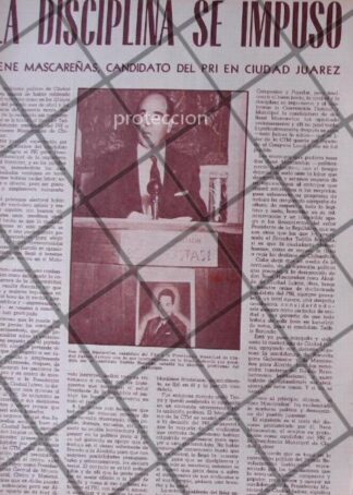 AFICHE ANTIGUO CANDIDATO RENE MASCAREÑAS 1956 CD. JUAREZ
