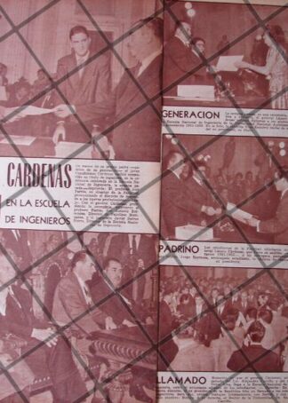 AFICHE ANTIGUO LAZARO CARDENAS EN ESCUELA NAC. DE INGENIERIA