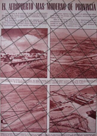 AFICHE RETRO. ALCONSTRUYEN AEROPUERTO DE CHIHUAHUA 1956