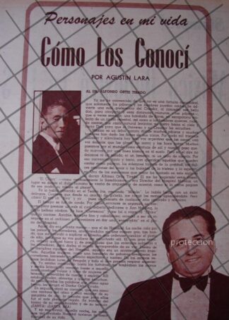 AFICHE RETRO AGUSTIN LARA HABLA DE ALFONSO ORTIZ TIRADO 1956