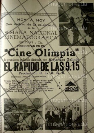 AFICHE ANTIGUO PELICULA EL RAPIDO DE LAS 9:15 1941 FESTIVAL DE CINE