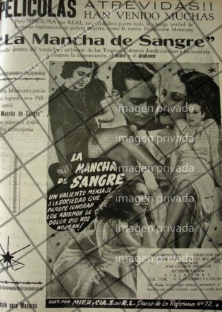 RARO CARTEL RETRO PELICULA LA MANCHA DE SANGRE 1941