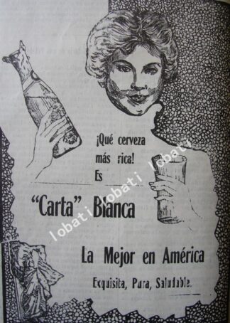 CARTEL ANTIGUO ORIGINAL DE MINI CARTEL CERVEZA CARTA BLANCA 1911 /158