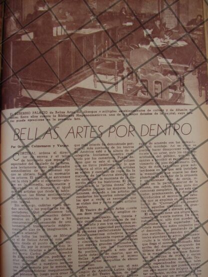 AFICHE ANTIGUO PALACIO DE BELLAS ARTES POR DENTRO 1944 - Image 2