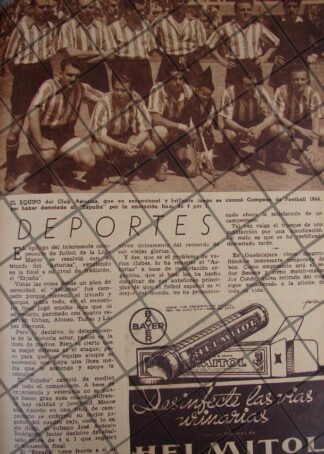 AFICHE ANTIGUO CLUB ASTURIAS CAMPEON DEL FUTBOL 1944