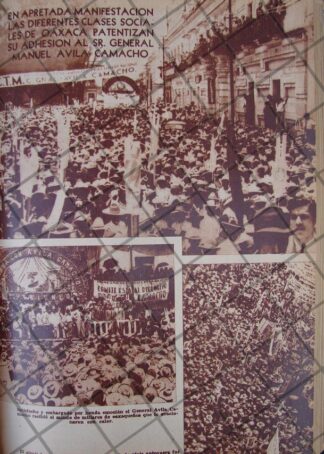 AFICHE ANTIGUO 1939 MANIFESTACION PRO AVILA CAMACHO, OAXACA