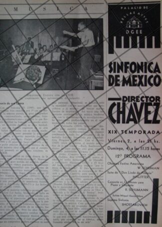 AFICHE RETRO IGOR STRAVISNKY Y ORQUESTA SINFONICA NAC. 1946