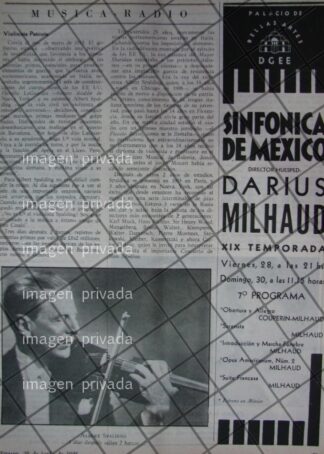 AFICHE RETRO ORQUESTA SINFONICA CARLOS CHAVEZ Y ALBERT SPALDING
