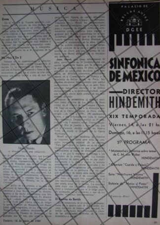 AFICHE RETRO ORQUESTA SINFONICA CARLOS CHAVEZ & JEAN MOREL