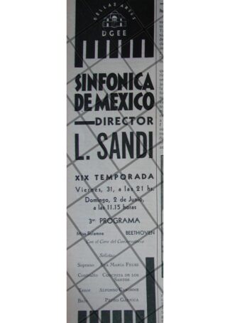 AFICHE RETRO ORQUESTA SINFONICA & LUIS SANDI 1946
