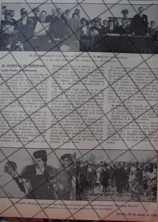 AFICHE RETRO INAUGURAN HOSPITAL NICOLAS BRAVO EN TEPEXPAN 1946