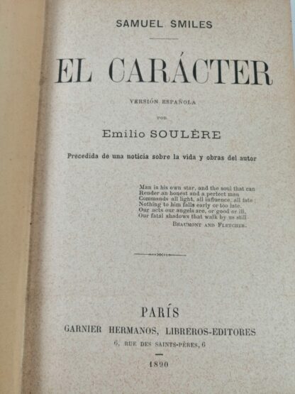 LIBRO ANTIGUO. EL CARACTER. SAMUEL SMILES. 1890 SPP - Image 4