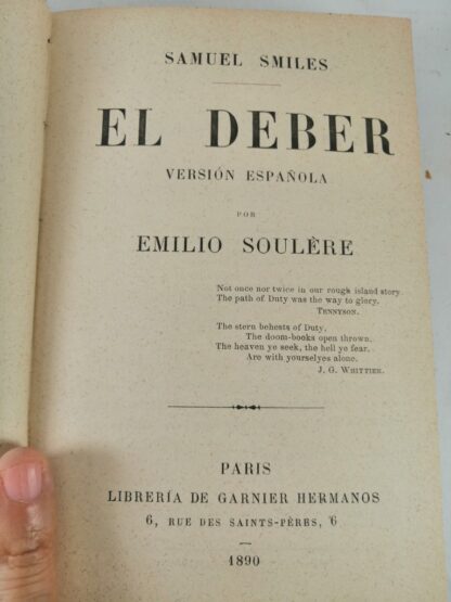 LIBRO ANTIGUO. EL DEBER. SAMUEL SMILES. 1890 SPP - Image 3