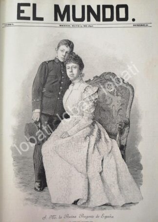 PORTADA ANTIGUA ORIGINAL . REINA DE ESPAÑA. MARIA C. HABSBURGO LORENA Y ALFONSO XIII 1898