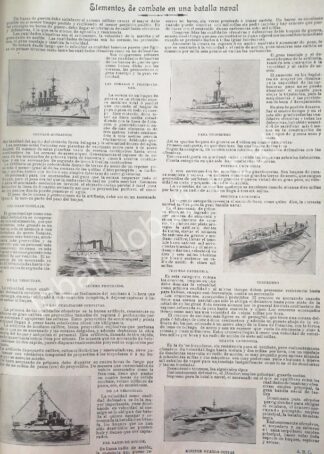 CARTEL ANTIGUO ORIGINAL DE TIPOS DE BARCOS Y BATALLAS NAVALES 1898 / MLT