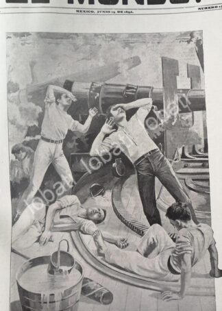 PORTADA ANTIGUA ORIGINAL  1898 ESCENA DE BATALLA VAVAL DE LA GUERRA ESPAÑA Vs U.S.A / MLT