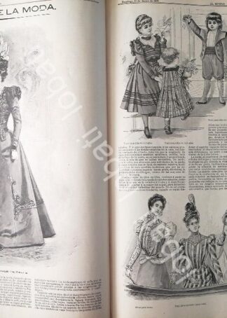 CARTEL ANTIGUO ORIGINAL DE GACETA DE TENDENCIAS DE MODAS DE 1898 VESTIDOS /3