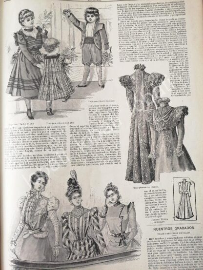 CARTEL ANTIGUO ORIGINAL DE GACETA DE TENDENCIAS DE MODAS DE 1898 VESTIDOS /3 - Image 2